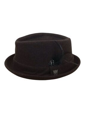 ANGELA & William wool blend unisex feather hat brown Large/Xlarge